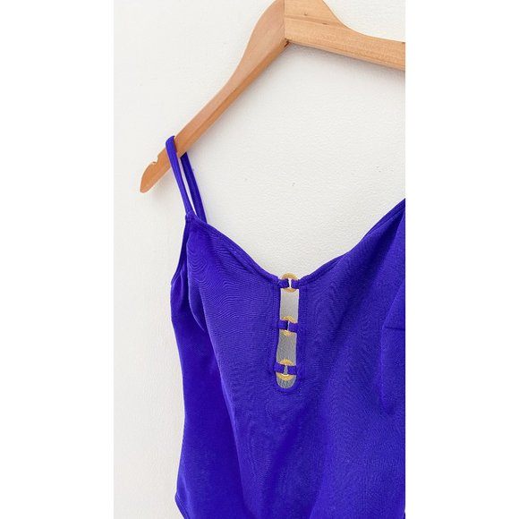 Vintage 80’s La Blanca Dark Purple & Gold Swim One Piece - Picture 3 of 4